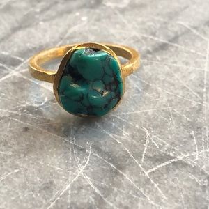 Turquoise and metal ring